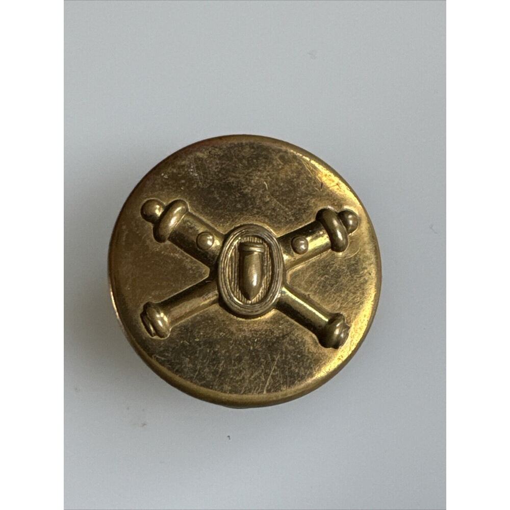 Vintage WWII Era USA Army Coast Artillery Brass Collar Disc Double Pinback EUC